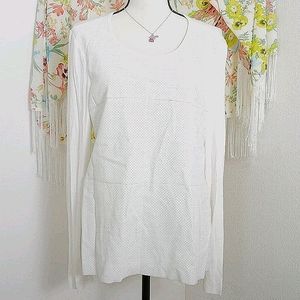 Vince Camuto White Faux Leather Long Sleeve Top
